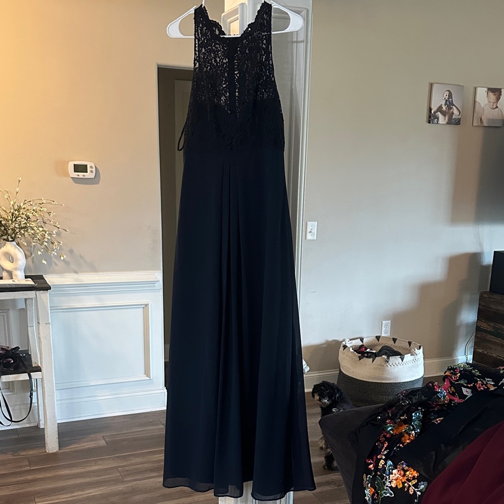 After Six Black Lace Halter Maxi Dress